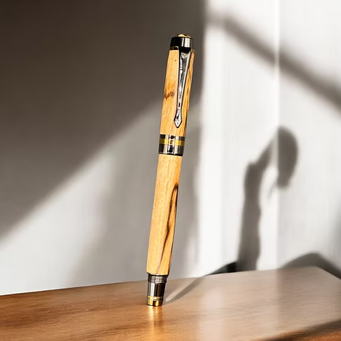 86  Spalted Hackberry, Elete Fountain Pen, Handcrafted Wooden Pen.