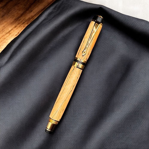 60 Spalted MapleClassic Elete Fountain Pen, Gold Trim Pen, Signature Pen.