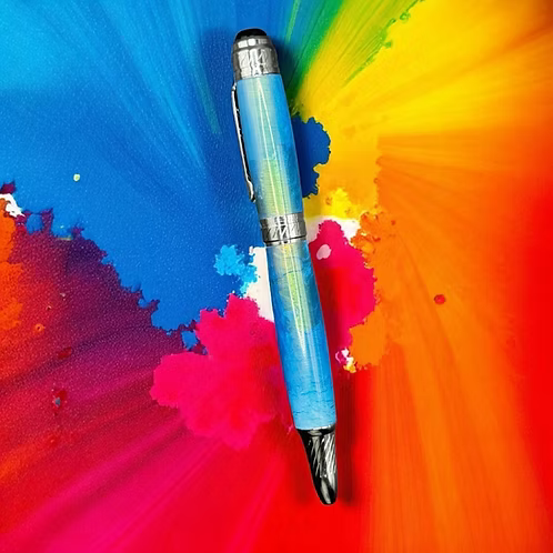 133 Blue Acrylic Cyclone Style Pen