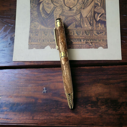 72 Cyclone style twist pen in gold, made with Olive Wood From The Holy Land.